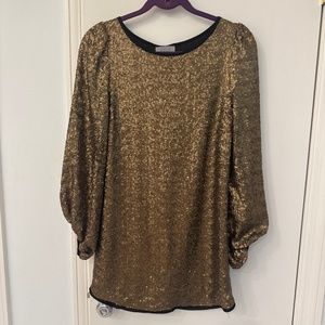 Gold sequin mini dress